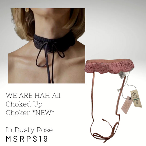 NWT We are HAH All Chocked Up Chocker/Garter DUSTY ROSE Size L (Model in black) - Picture 1 of 4